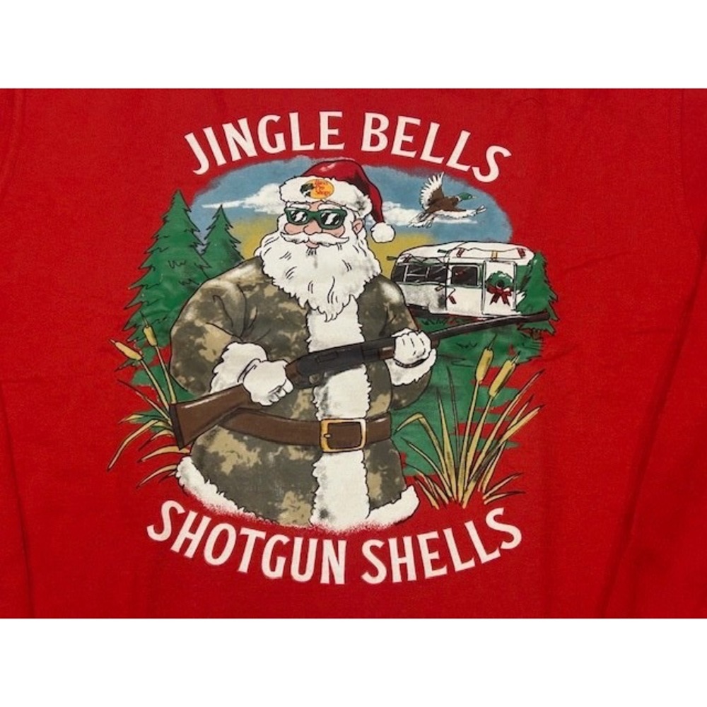 Bass Pro Shops Jingle‎ Bells Shotgun Shells Christmas Santa Sweatshirt NWT - LRG